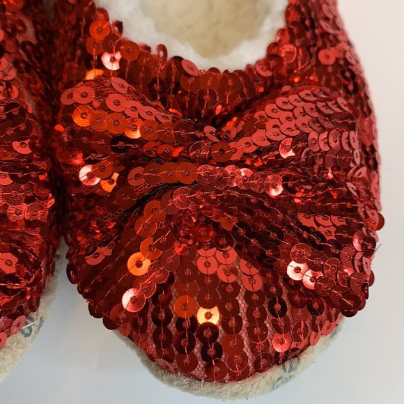 Snoozies Red Sequin Ballet Slippers - Picture 10 of 11